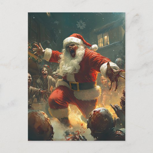 Postale Carte de Noël zombie joyeuse (Devant)