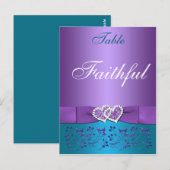 Postale Carte de nom de la table de couleur violet, Turquo (Devant / Derrière)