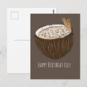 Postale Carte de nom joyeux anniversaire Art de coco (Devant / Derrière)