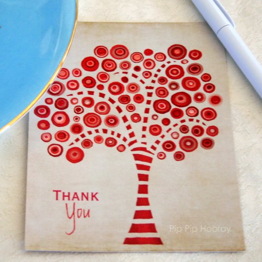 Postale Carte de note d'appréciation du Merci Red Tree