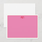 Postale Carte de note minimale rose, rouge et blanche crêp (Devant / Derrière)