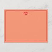 Postale Carte de note minimale rouge orange et blanche (Devant)