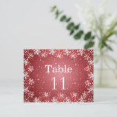 Postale Carte de numéro de la table de mariage des flocons (Debout devant)