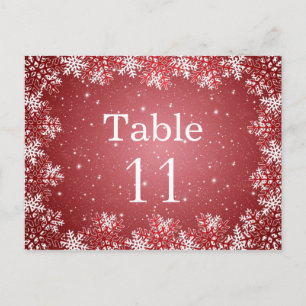 Postale Carte de numéro de la table de mariage des flocons