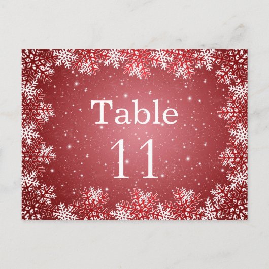 Postale Carte de numéro de la table de mariage des flocons (Devant)