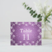 Postale Carte de numéro de la table du mariage blanc viole (Debout devant)