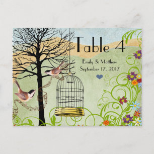 Postale Carte de numéro de mariage à cage à oiseaux vintag