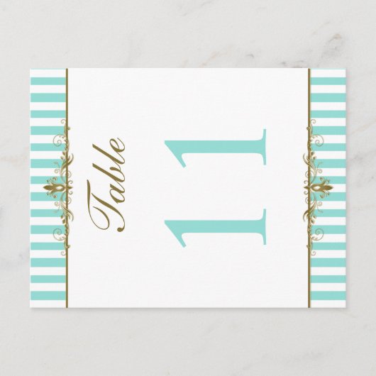 Postale Carte de numéro de tableau Aqua, White Stripes Gol (Devant)