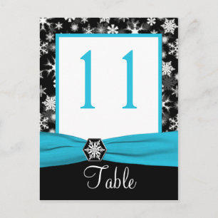Postale Carte de numéro de tableau Black, White, Aqua Snow