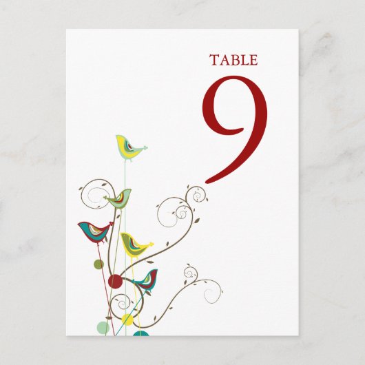 Postale Carte de numéro de tableau des oiseaux et des tour (Devant)