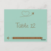 Postale Carte de numéro de tableau du Mariage Coeur de l'a (Dos)