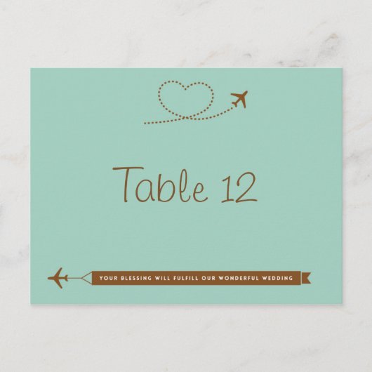 Postale Carte de numéro de tableau du Mariage Coeur de l'a (Devant)