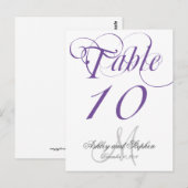 Postale Carte de numéro de tableau du Mariage de monogramm (Devant / Derrière)