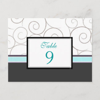 Postale Carte de numéro de tableau gris et Turquoise