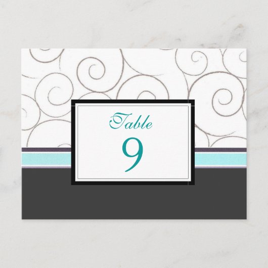 Postale Carte de numéro de tableau gris et Turquoise (Devant)