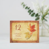 Postale Carte de numéro de tableau Mariage de congés autom (Debout devant)