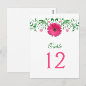Postale Carte de numéro de tableau rose Gerbera Daisy Gree (Devant / Derrière)