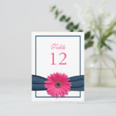 Postale Carte de numéro de tableau rose Gerbera Daisy Navy (Debout devant)