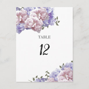 Postale Carte de numérotation de table florale de pivoine