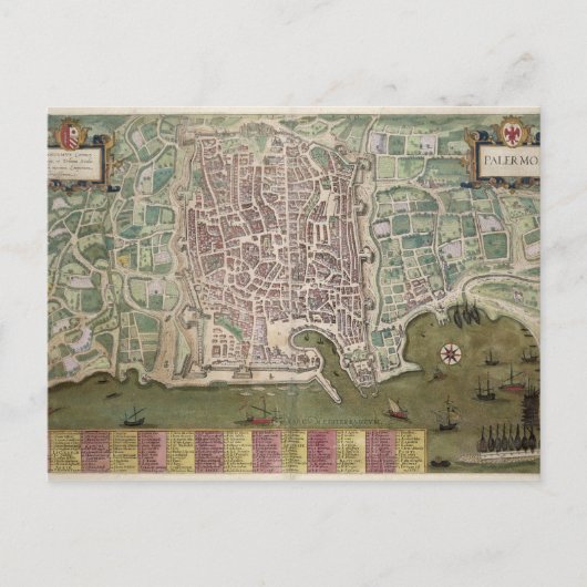 Postale Carte de Palerme, de Civitates Orbis Terrarum par (Devant)