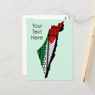 Postale Carte de Palestine avec drapeau et Motif Keffiyeg