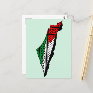 Postale Carte de Palestine avec drapeau et Motif Keffiyeg