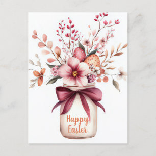 Postale Carte de Pâques à l'aquarelle avec œufs de Pâques