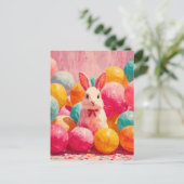 Postale Carte de Pâques avec fleurs et lapin de Pâques (Debout devant)