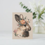 Postale Carte de Pâques avec fleurs et lapin de Pâques (Debout devant)