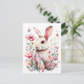 Postale Carte de Pâques avec fleurs et lapin de Pâques (Debout devant)
