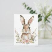 Postale Carte de Pâques avec fleurs et lapin de Pâques (Debout devant)