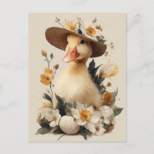 Postale Carte de Pâques avec fleurs et poussin de Pâques (Devant)