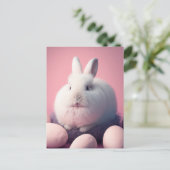 Postale Carte de Pâques avec Lapin et Œufs (Debout devant)