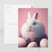 Postale Carte de Pâques avec Lapin et Œufs (Devant / Derrière)