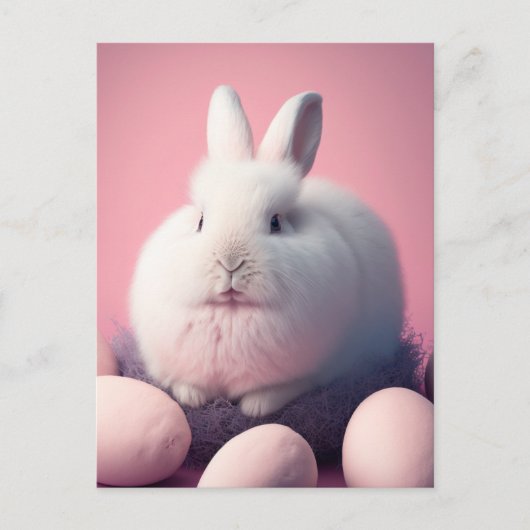 Postale Carte de Pâques avec Lapin et Œufs (Devant)