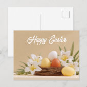 Postale Carte de Pâques avec oeufs de Pâques (Devant / Derrière)