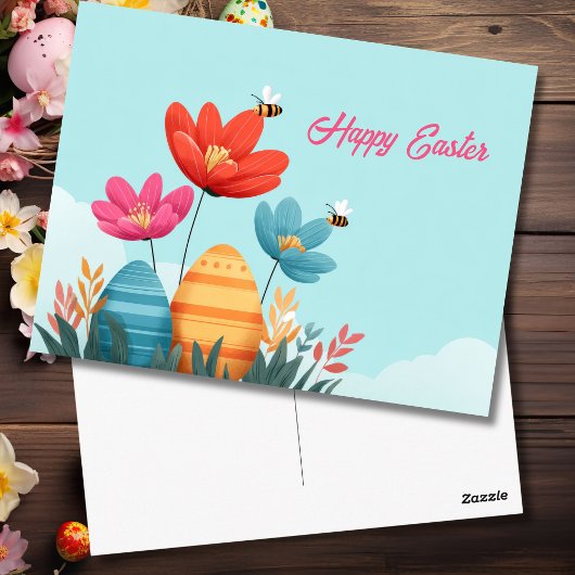 Postale Carte de Pâques avec oeufs de Pâques