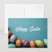 Postale Carte de Pâques avec oeufs de Pâques (Devant / Derrière)