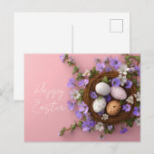 Postale Carte de Pâques avec oeufs de Pâques (Devant / Derrière)