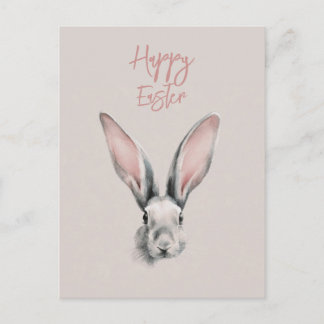 Postale Carte de Pâques avec un lapin mignon dans un style