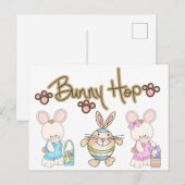 Postale Carte de Pâques Bunny Hop (Devant / Derrière)