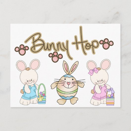 Postale Carte de Pâques Bunny Hop (Devant)