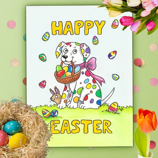 Postale Carte de Pâques dalmatien joyeuse