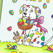 Postale Carte de Pâques dalmatien joyeuse