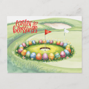 Postale Carte de Pâques de golf avec un œuf sur le green