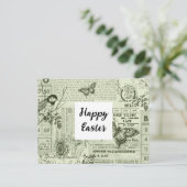 Postale Carte de Pâques en collage d'éphémères vintage (Debout devant)