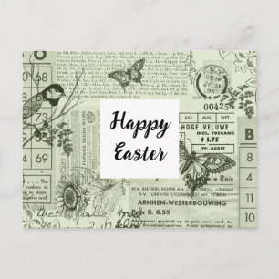 Postale Carte de Pâques en collage d'éphémères vintage