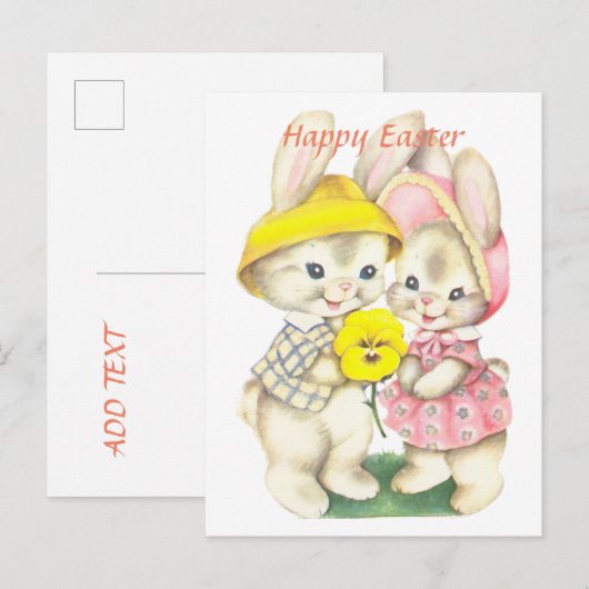 Postale Carte de Pâques joyeuse (Devant / Derrière)