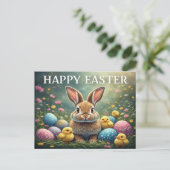 Postale Carte de Pâques Lapin Joyeux (Debout devant)