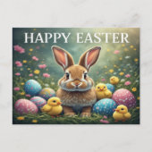 Postale Carte de Pâques Lapin Joyeux (Devant)